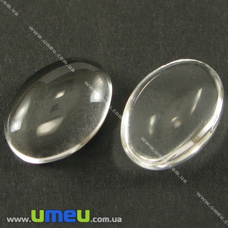 Кабошон скляний Лінза овальна, 10х8 мм, Прозорий (KAB-048672)
