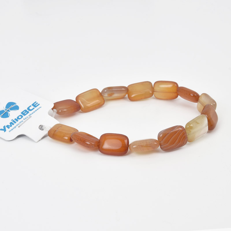 Намистини Агат червоний, Натур. камінь, 14х10 мм, Прямокутник, 20 см (BUS-057984)