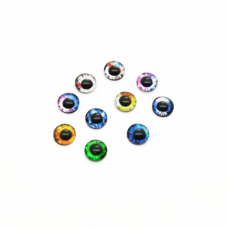 Кабошони скляні з принтом Око, 8 мм, Круглі, Мікс (KAB-051893)