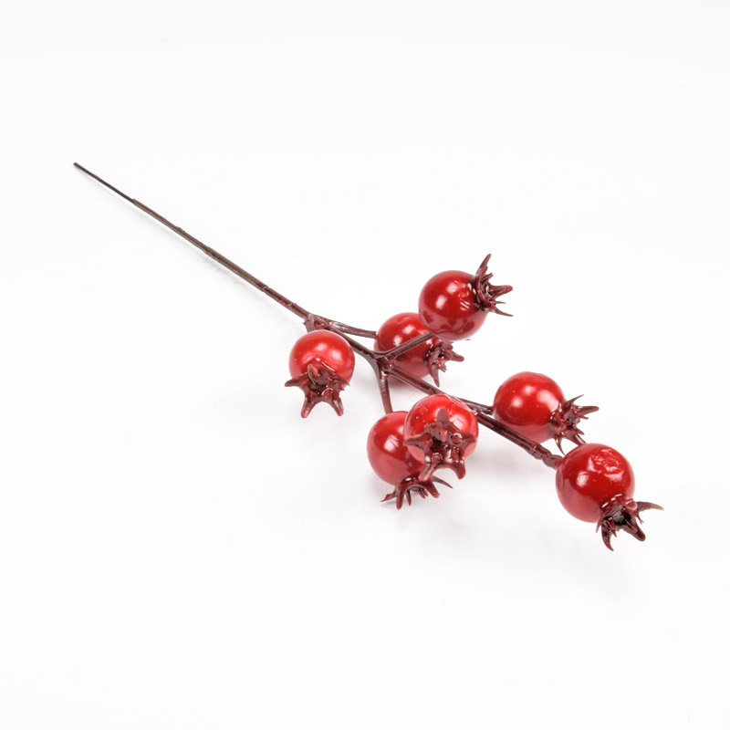 Ветка с ягодками шиповника, 19 см, Красная (DIF-056898)