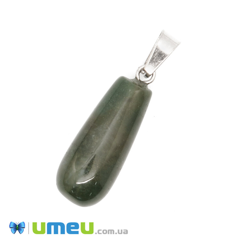 Підвіска Крапля з натурального каменю, Агат моховий, 34х10 мм (POD-043114)
