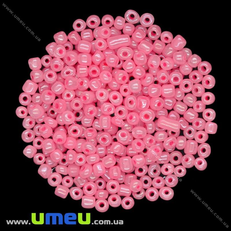 Бисер китайский крупный, 6/0, Розовый перламутровый, 4 мм (BIS-015625)