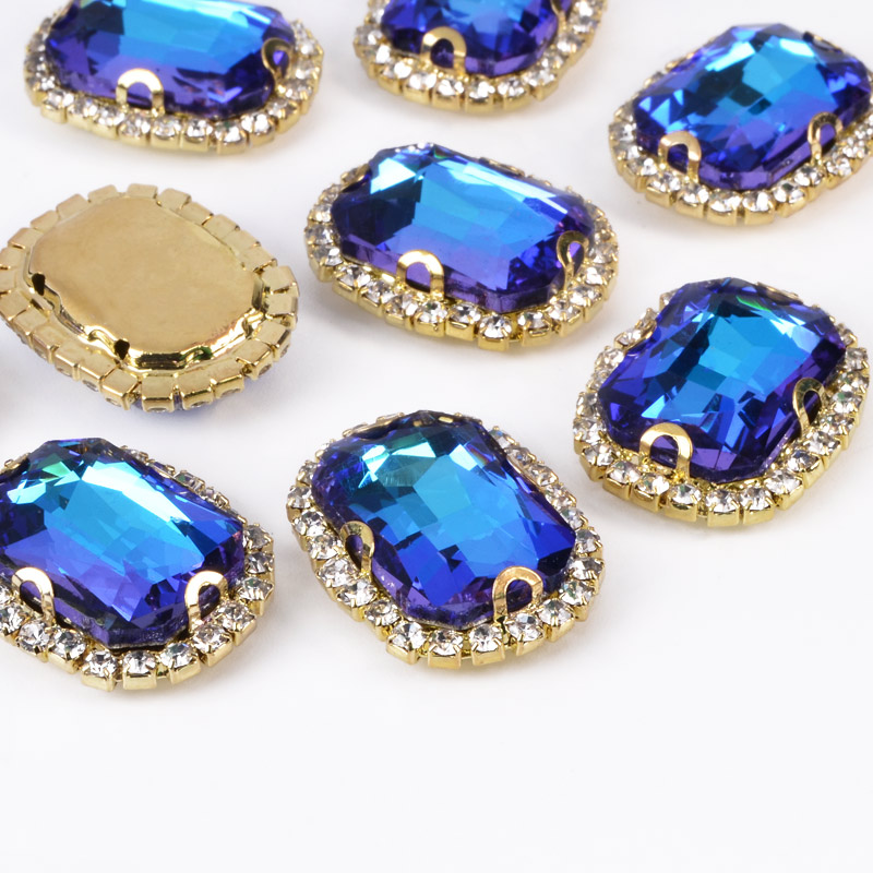 Шатон овальний 23,5х19 мм, Золото, Синьо-фіолетовий (KAB-053035)