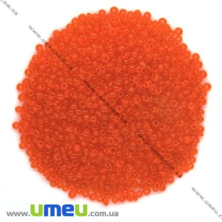 Бісер китайський середній, 8/0, Помаранчевий прозорий, 3 мм (BIS-007974)
