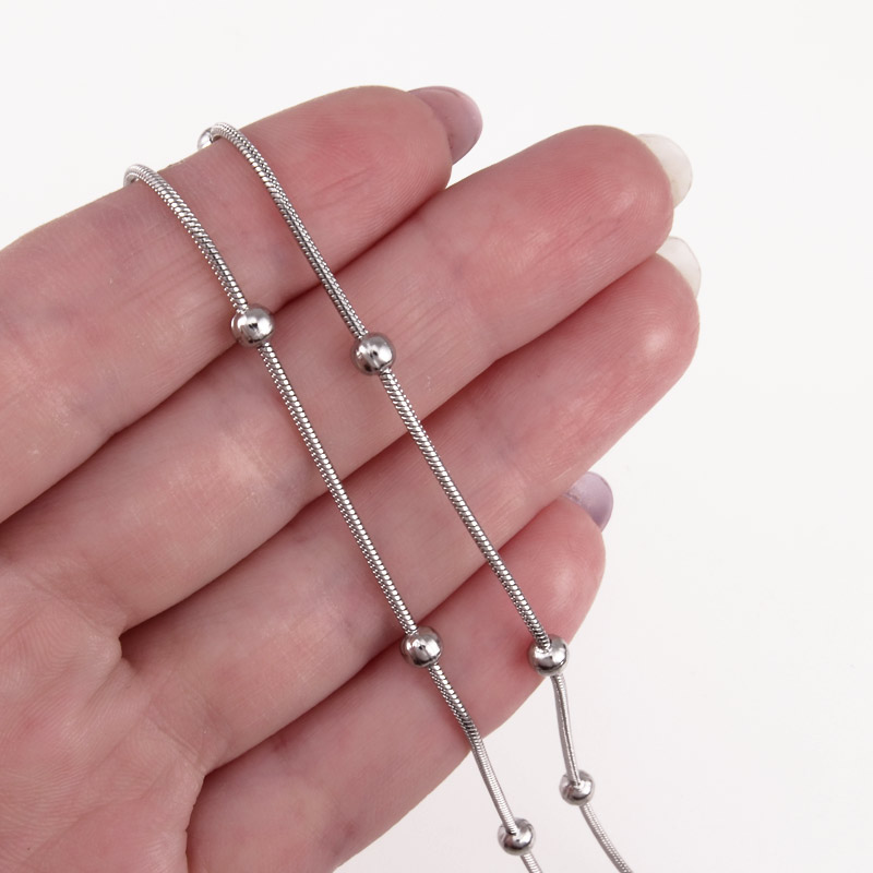 Цепь из нержавеющей стали 1,3 мм с шариками 4 мм, Темное серебро (ZEP-055333)