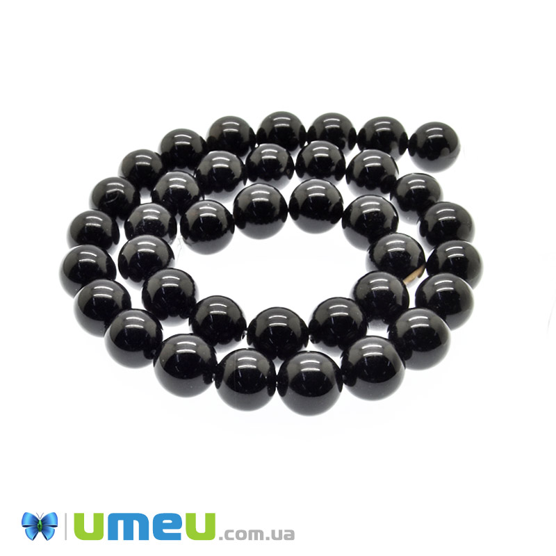 Намистини Агат чорний, Натур. камінь, 10 мм, Круглі (BUS-049733)