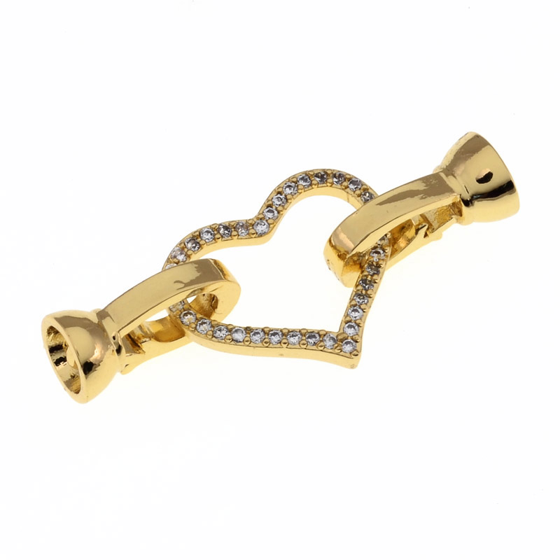 Застібка, 35х14 мм, Латунь із покриттям 18 kt, Куб. цирконій (ZAM-055440)
