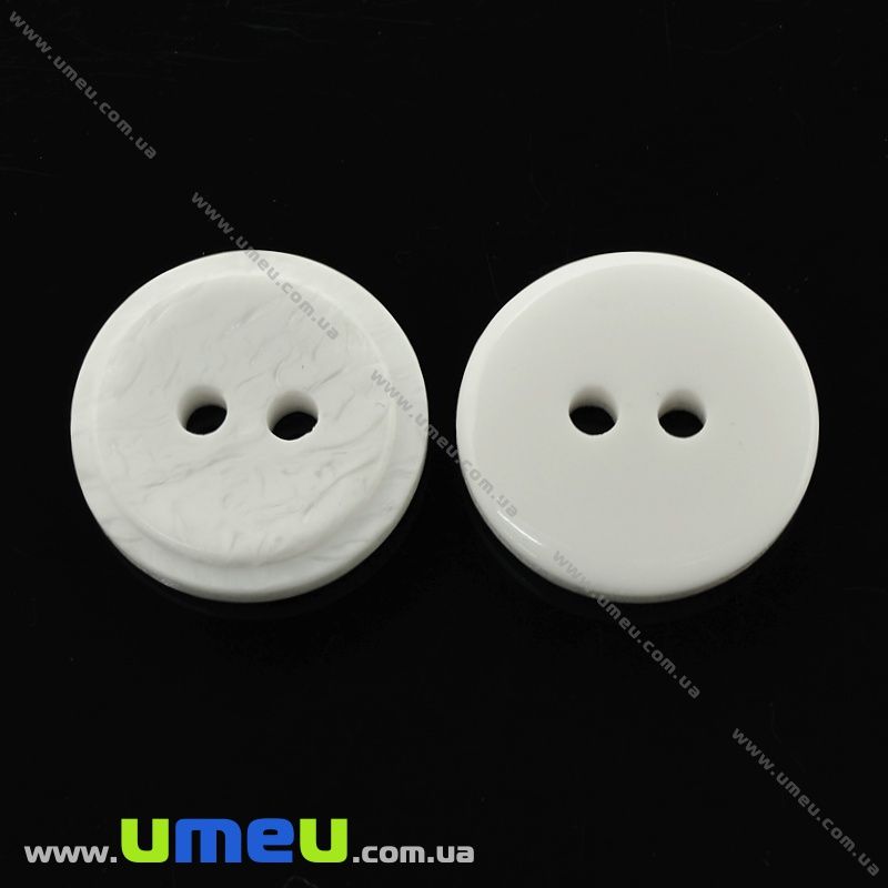 Пуговица пластиковая Круглая, 15 мм, Белая (PUG-021398)