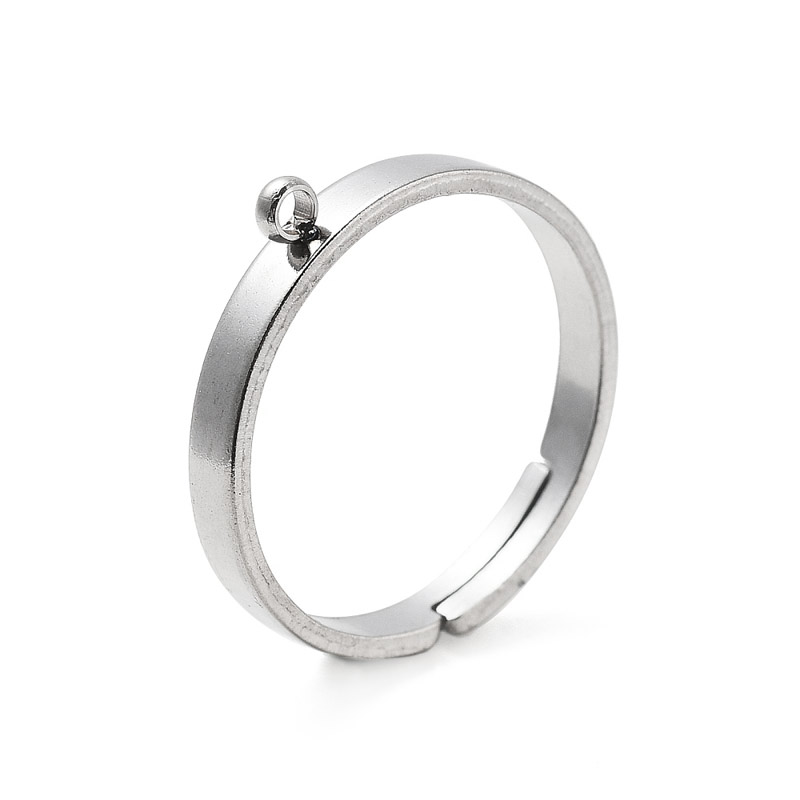 Кольцо из нерж. стали с петлей, 19 мм, Темное серебро (OSN-060529)