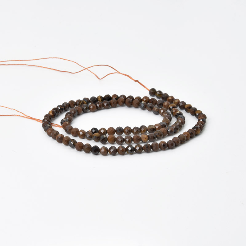 Намистини Тигрове око, Натур. камінь, 3,5 мм, Круглі грановані (BUS-058191)