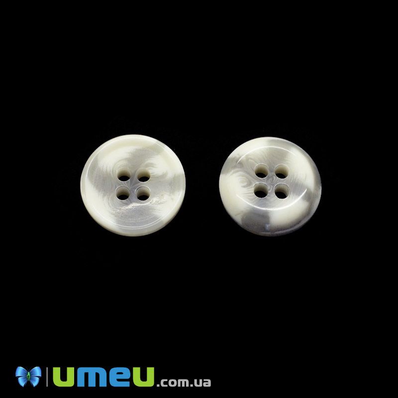 Пуговица пластиковая Круглая, 15 мм, Кремовая (PUG-046345)