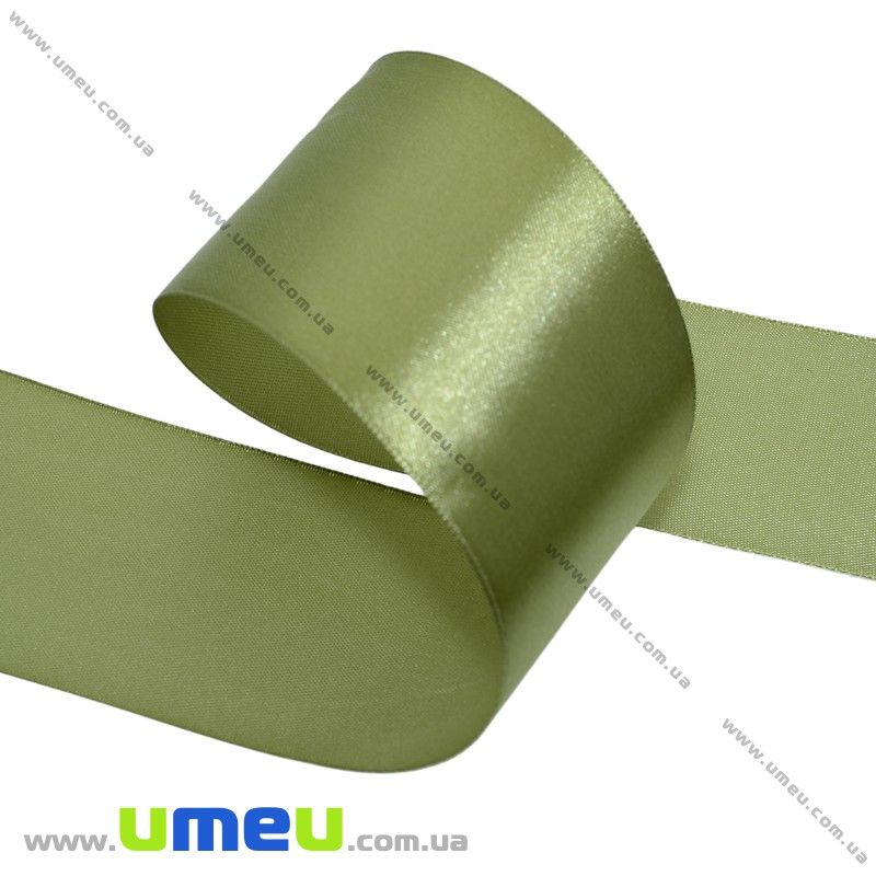Атласная лента, 50 мм, Оливковая (LEN-009743)
