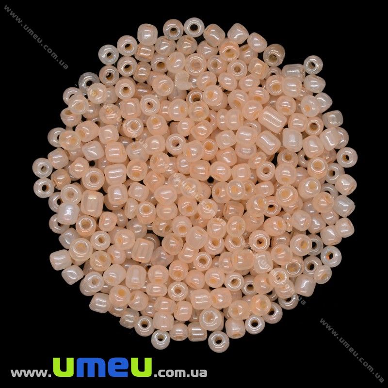Бисер китайский крупный, 6/0, Персиковый перламутровый, 4 мм (BIS-015624)