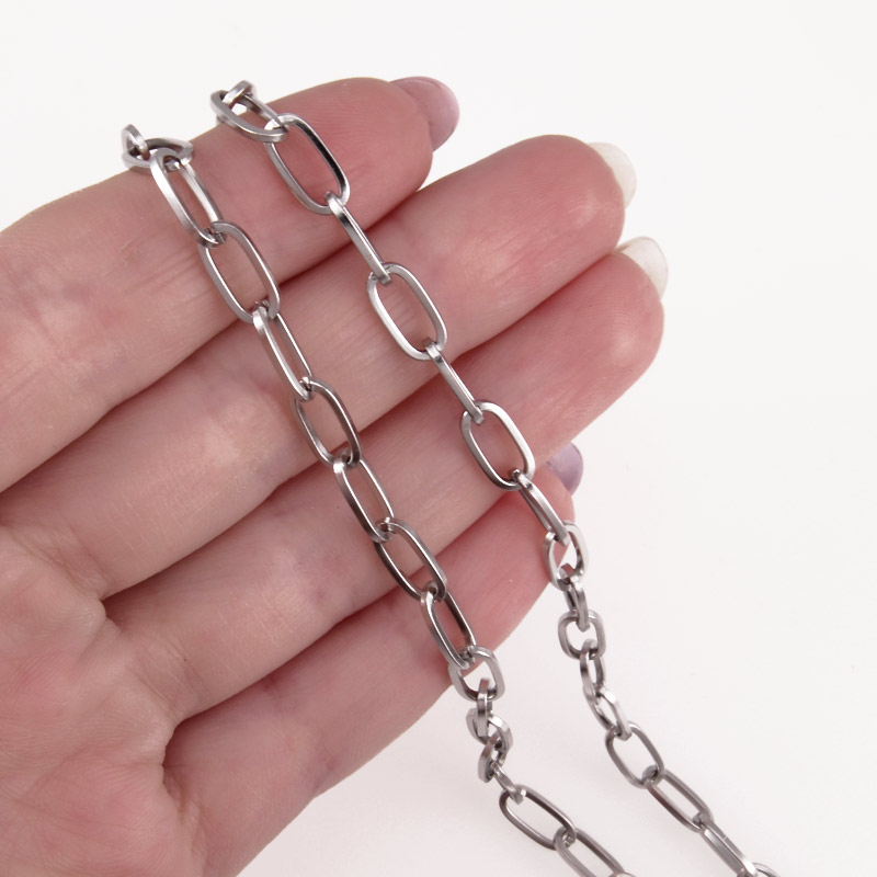 Цепь из нержавеющей стали, 5 мм, Темное серебро (ZEP-055316)