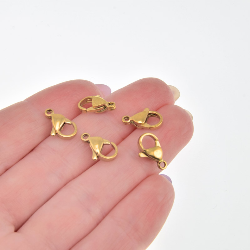 Замки-карабіни з нержавіючої сталі, 12х7 мм, Золото (STL-057074)