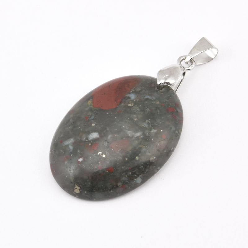 Подвеска Овал, Натур. камень Гелиотроп, 30х22 мм (POD-058719)