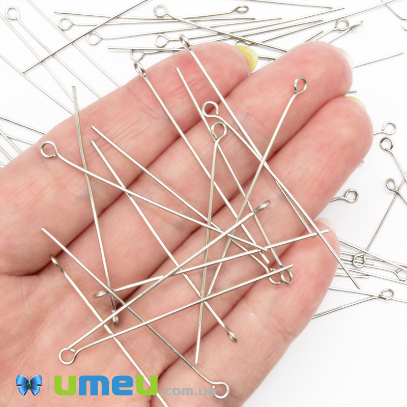 Булавки із нерж. сталі, 45 мм, Темне срібло (STL-056222)