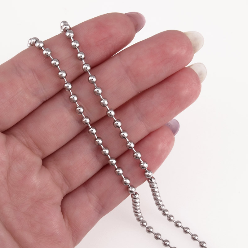 Цепь с шариками 3 мм из нержавеющей стали, Темное серебро (ZEP-046961)