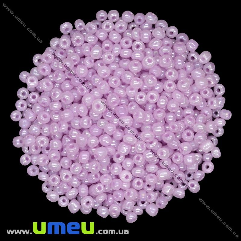 Бисер китайский крупный, 6/0, Сиреневый перламутровый, 4 мм (BIS-012029)
