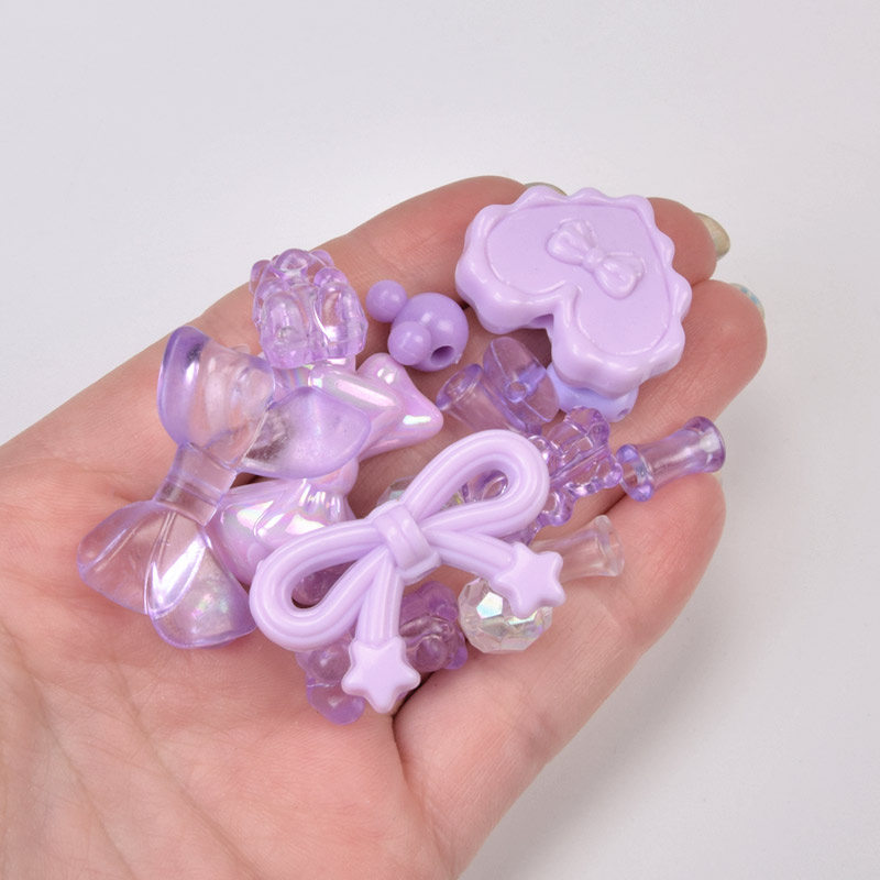 Бусины пластиковые, Микс сиреневый (BUS-059566)