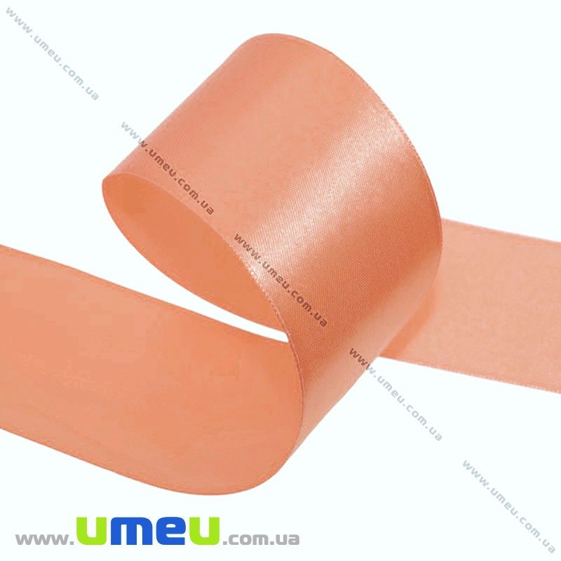Атласна стрічка, 50 мм, Персикова (LEN-027609)