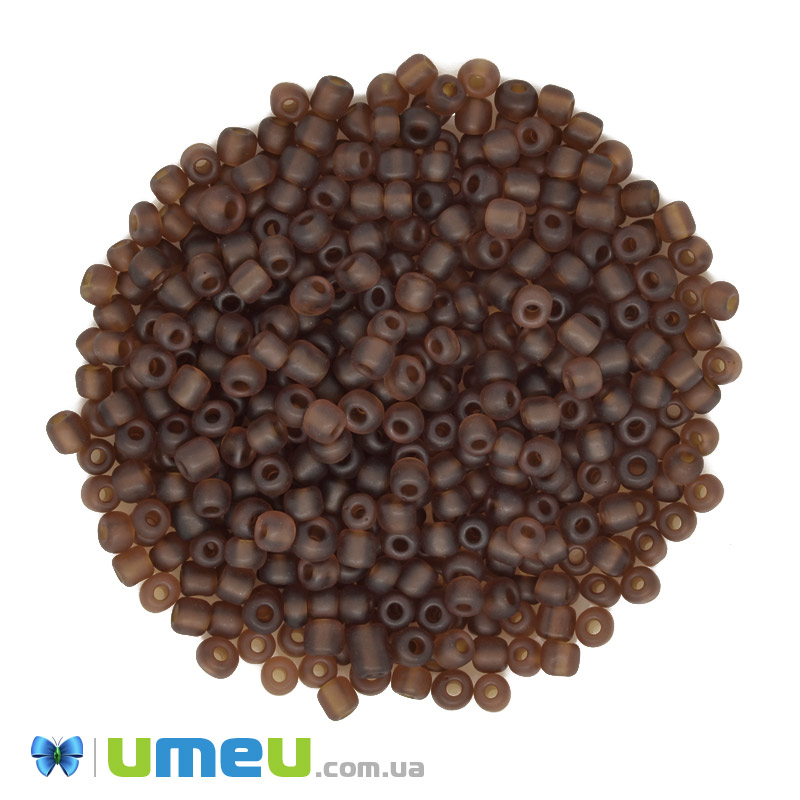 Бісер китайський великий, 6/0, Коричневий прозорий матовий, 4 мм (BIS-039270)