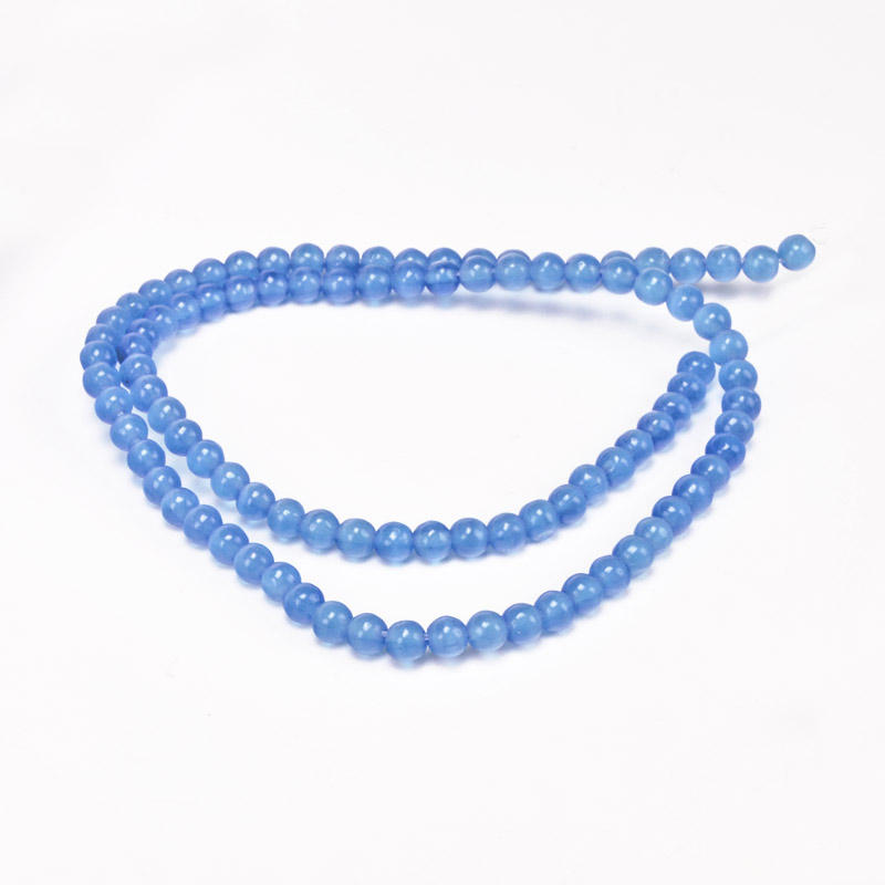 Бусины Кошачий глаз, Синт. камень, 4 мм, Голубые, Круглые (BUS-054246)