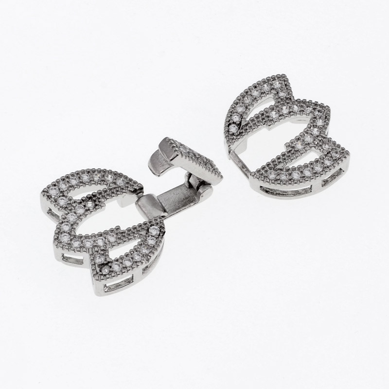 Застёжка, 25х13 мм, Латунь с покрытием Родий, Куб. цирконий (ZAM-055444)