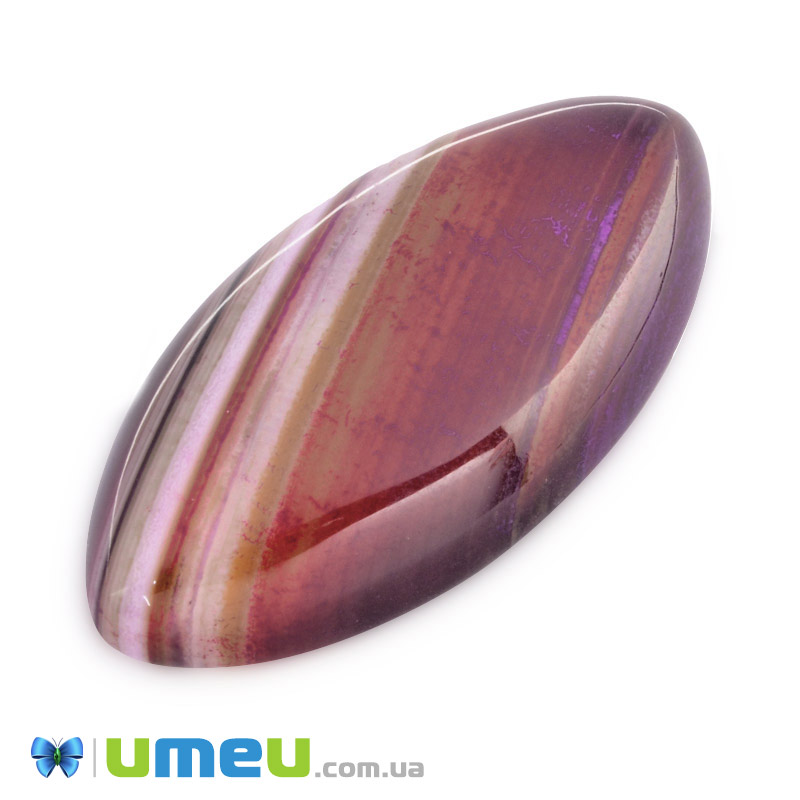 Кабошон нат. камінь Агат Бразильський золотисто-червоний, Човен, 39,2 х20,1 мм (KAB-042782)