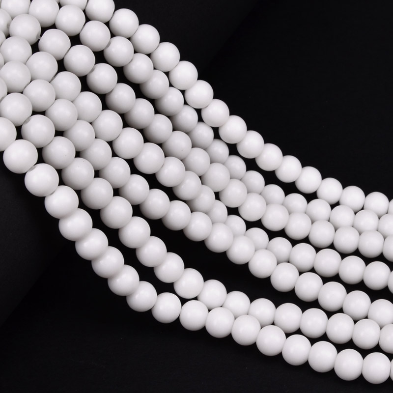 Намистини Мармур білий, Синт. камінь, 6,5 мм, Круглі (BUS-051865)