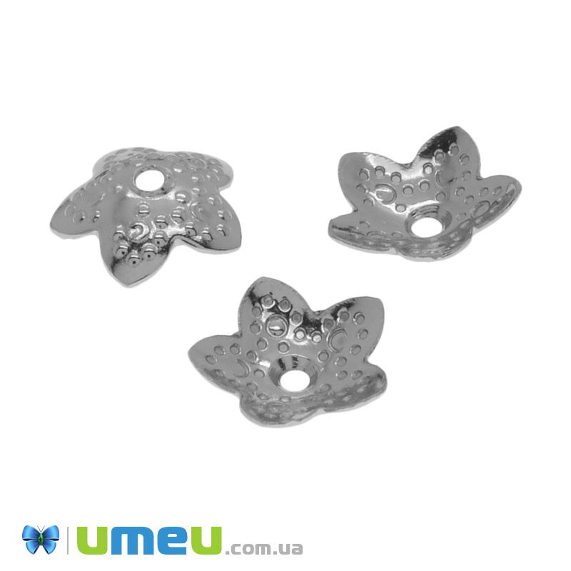 Обіймач з нержавіючої сталі Квіточка, 10х2,5 мм, Темне срібло (STL-039736)