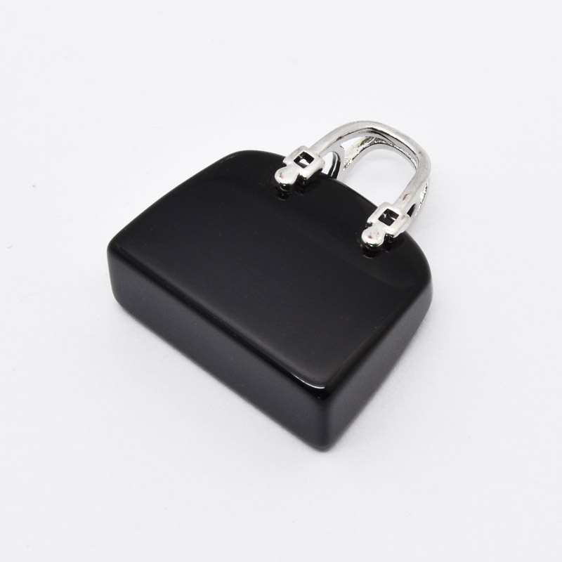 Подвеска Сумочка, Натур. камень Обсидиан черный, 27х24х10 мм (POD-054434)