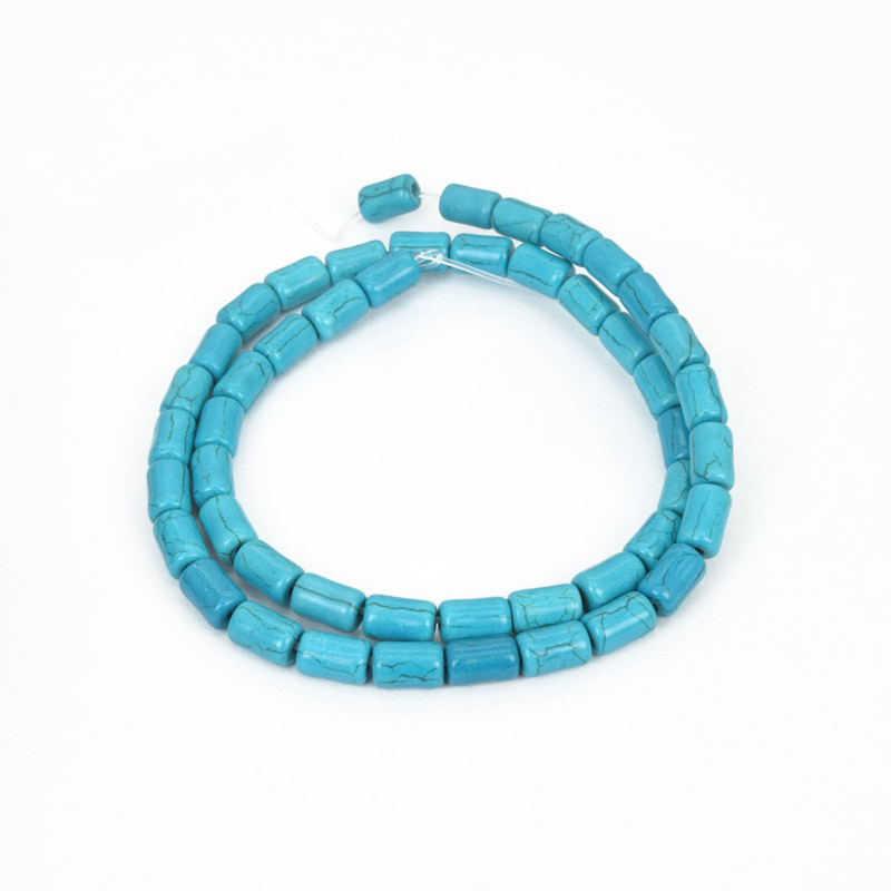 Намистини Бірюза пофарбована, Синт. камінь, 9х5 мм, Циліндр (BUS-057549)