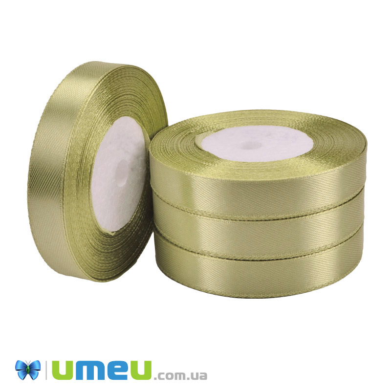 Атласна стрічка, 12 мм, Оливкова (LEN-051029)