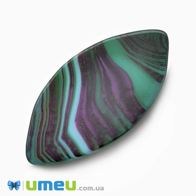 Кабошон нат. камінь Агат Бразильський фіолетово-зелений, Човен, 40х19,4 мм (KAB-042790)