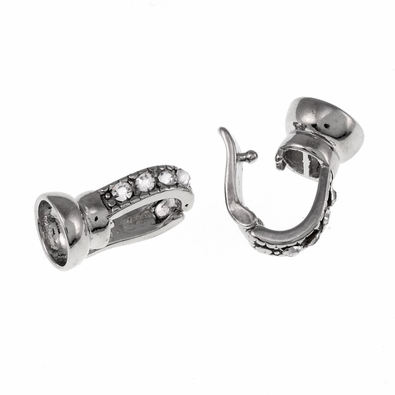 Застібка, 15х9 мм, Темне срібло, Стрази скляні (ZAM-055450)