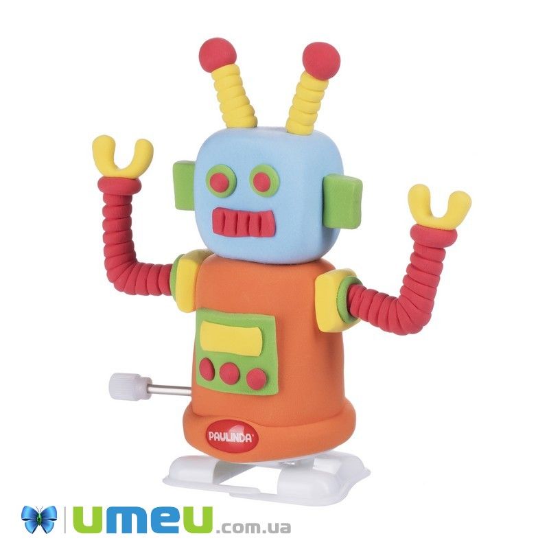 Маса для ліплення Paulinda Super Dough Robot заводний механізм (крокує), помаранчевий (DIF-043521)