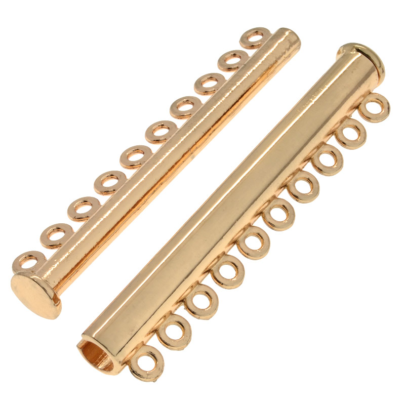 Магнітний замок-слайдер на 9 ниток, Світле золото, 52х13, 5х7 мм (ZAM-053077)