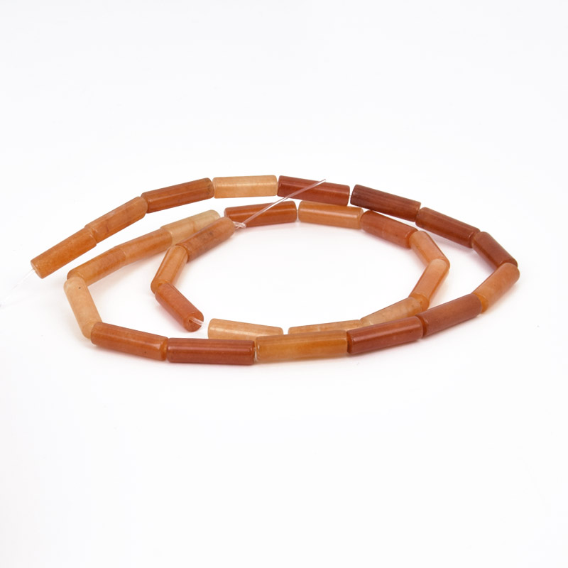 Намистини Авантюрин червоний, Натур. камінь, 13-14 мм, 39 см, Боченок (BUS-058159)