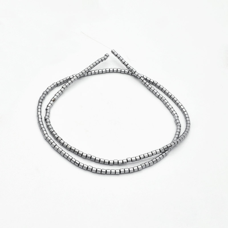 Намистини Гематит, Натур. камінь, 2х2, 1 мм, Циліндр, З покриттям, Сріблясті (BUS-051766)