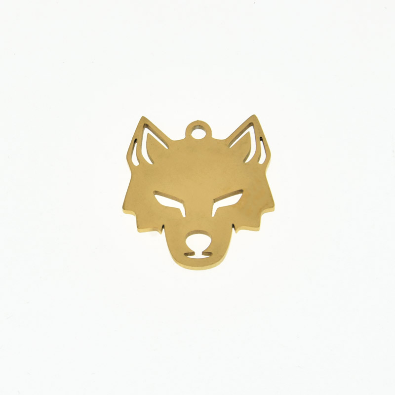 Підвіска з нерж. сталі Вовк, 16х15 мм, Золото (STL-060707)