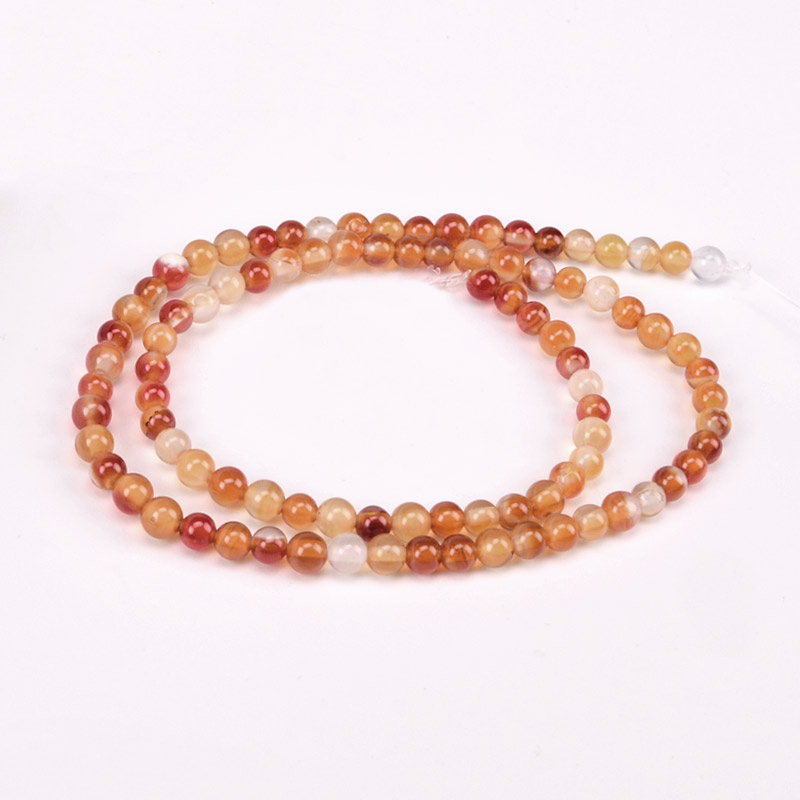 Намистини Агат червоний, Натур. камінь, 4 мм, Круглі (BUS-051783)