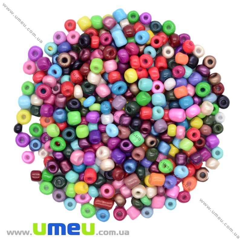 Бісер китайський великий, 6/0, Мікс натуральний, 4 мм (BIS-018297)