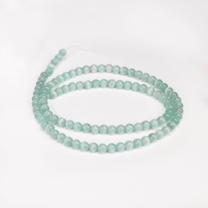 Бусины Кошачий глаз, Синт. камень, 4 мм, Мятные, Круглые (BUS-054242)