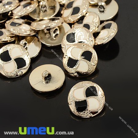 Гудзик пластиковий на ніжці Круглий, 21 мм, Золотистий (PUG-012889)