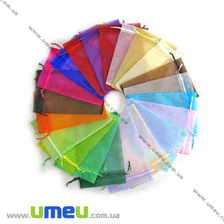 Подарункова упаковка з органзи, 10х12 см, Яскраво-блакитна (UPK-009772)