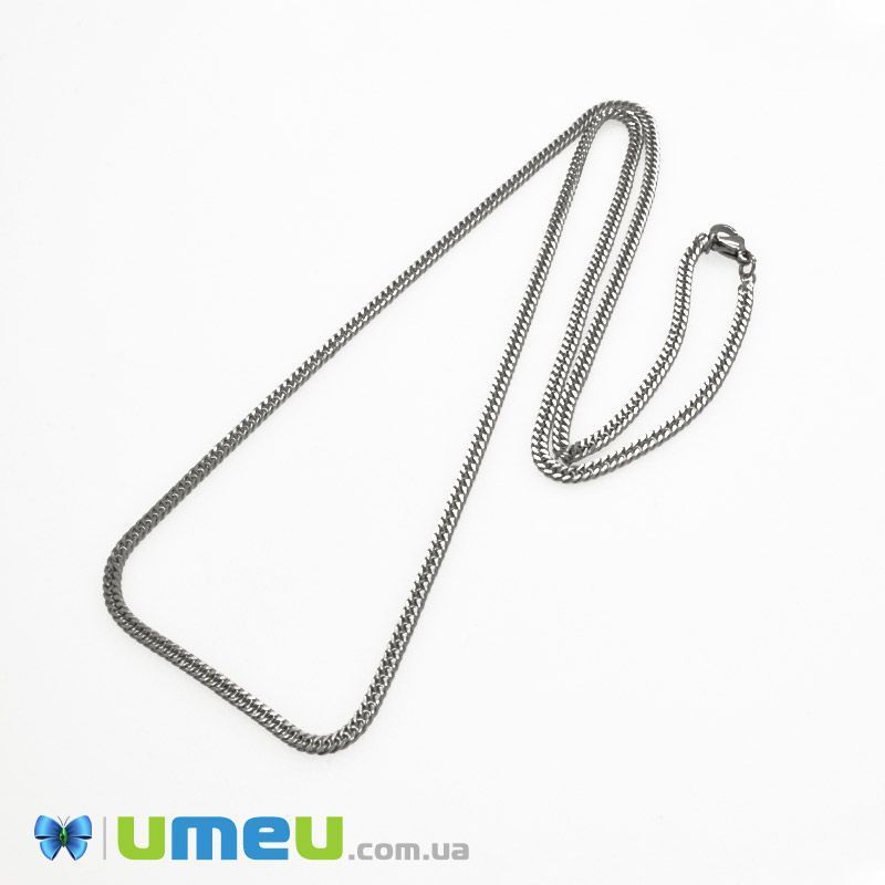 Основа на шею из нерж. ст., Темное серебро, 3 мм, 60 см (STL-049644)