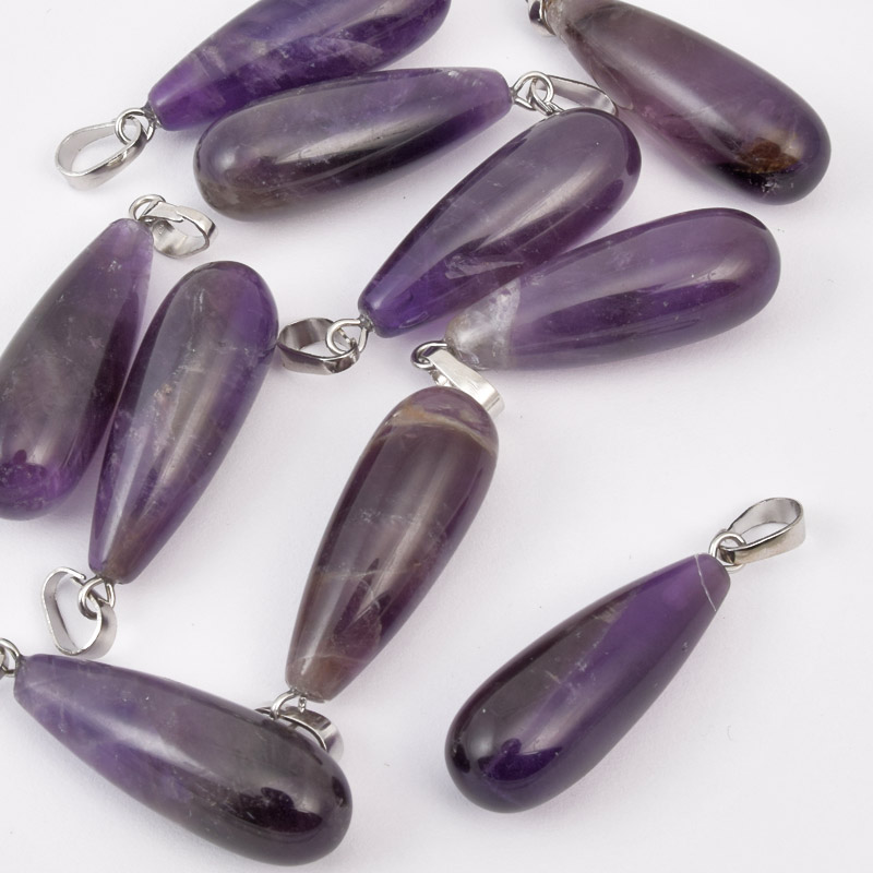 Підвіска Крапля, Натур. камінь Аметист, 29х10 мм (POD-057944)