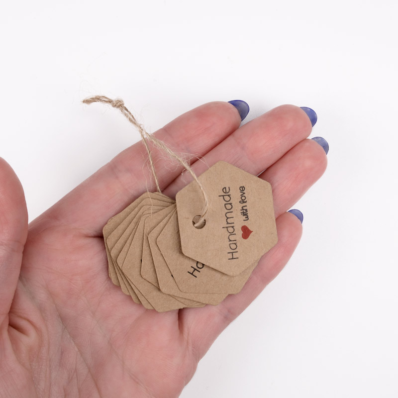 Бирки для подарков с надписью, 35х30 мм, Крафт (UPK-056662)