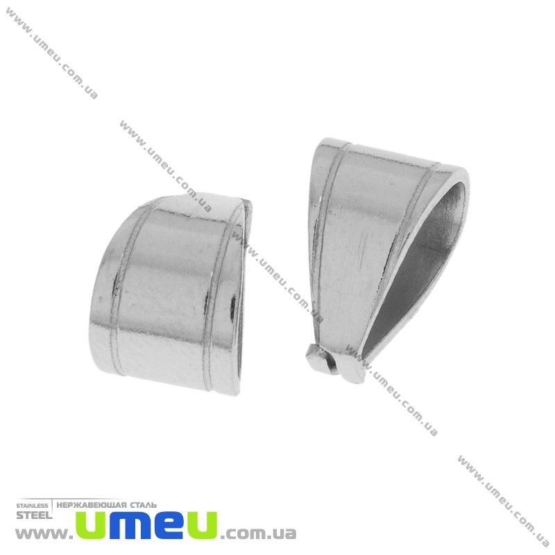 Тримач для кулона з нержавіючої сталі, 11х7 мм, Темне срібло (STL-032715)